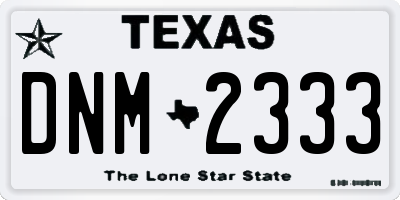 TX license plate DNM2333