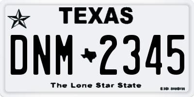 TX license plate DNM2345