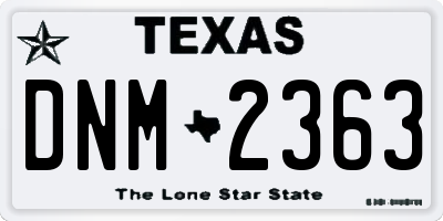 TX license plate DNM2363