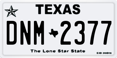 TX license plate DNM2377