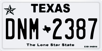 TX license plate DNM2387
