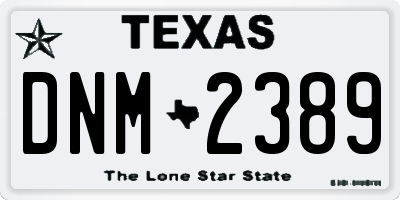 TX license plate DNM2389