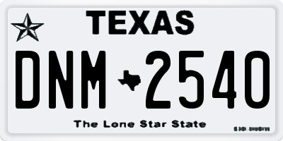 TX license plate DNM2540
