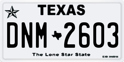 TX license plate DNM2603