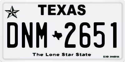 TX license plate DNM2651