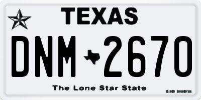 TX license plate DNM2670