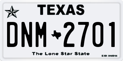 TX license plate DNM2701