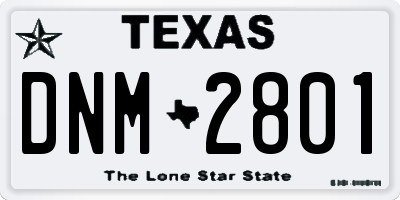 TX license plate DNM2801