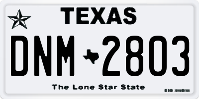 TX license plate DNM2803