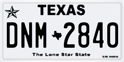 TX license plate DNM2840