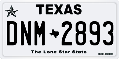 TX license plate DNM2893