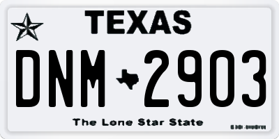 TX license plate DNM2903