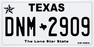 TX license plate DNM2909