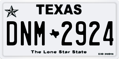 TX license plate DNM2924