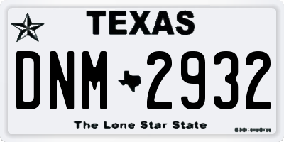 TX license plate DNM2932