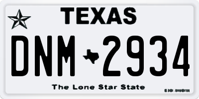 TX license plate DNM2934