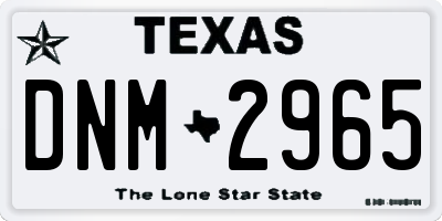 TX license plate DNM2965