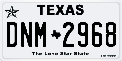 TX license plate DNM2968
