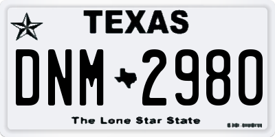 TX license plate DNM2980