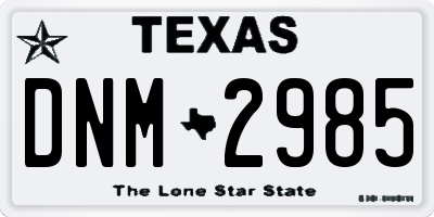 TX license plate DNM2985