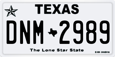 TX license plate DNM2989
