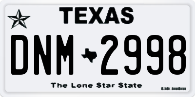 TX license plate DNM2998