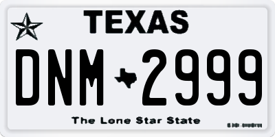TX license plate DNM2999
