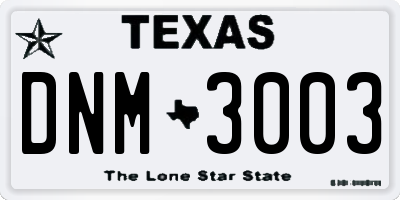 TX license plate DNM3003