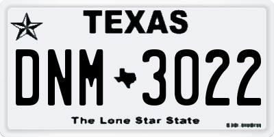 TX license plate DNM3022