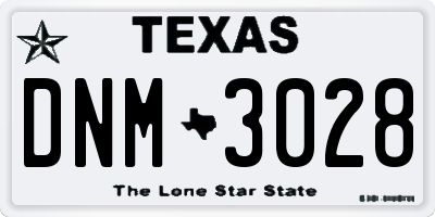 TX license plate DNM3028