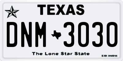 TX license plate DNM3030