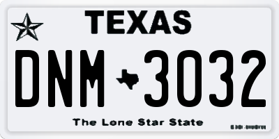 TX license plate DNM3032