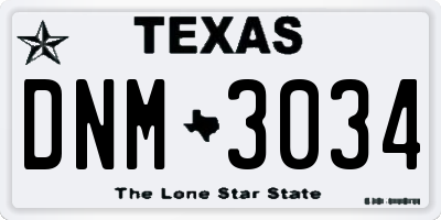 TX license plate DNM3034
