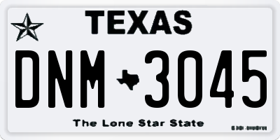 TX license plate DNM3045