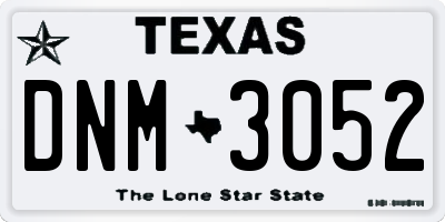 TX license plate DNM3052