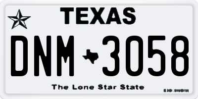 TX license plate DNM3058