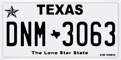 TX license plate DNM3063