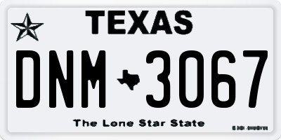 TX license plate DNM3067