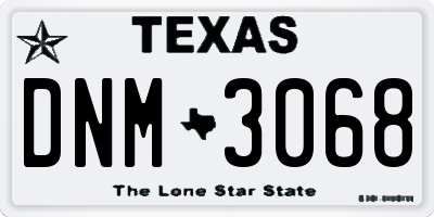 TX license plate DNM3068