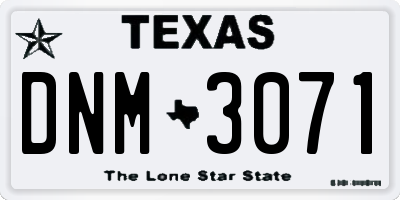 TX license plate DNM3071