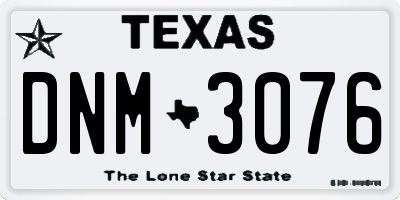 TX license plate DNM3076