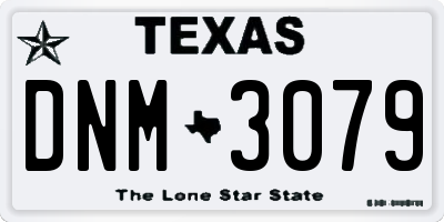 TX license plate DNM3079
