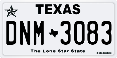 TX license plate DNM3083