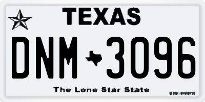 TX license plate DNM3096