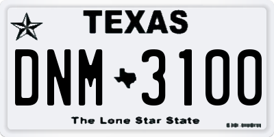 TX license plate DNM3100
