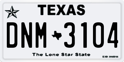 TX license plate DNM3104