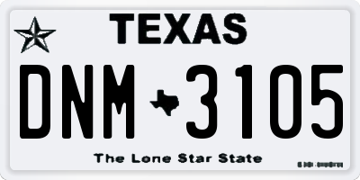 TX license plate DNM3105