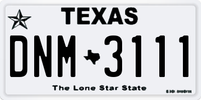 TX license plate DNM3111