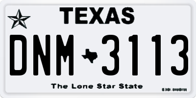 TX license plate DNM3113