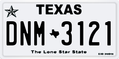 TX license plate DNM3121